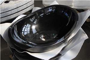 China Pure Black Bathroom Granite Sinks with Honed & Polished Finished