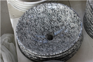 China Seawave White Polished Granite Sinks & Bowls, China Spray White Granite Sinks