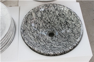 China Seawave White Polished Granite Sinks & Bowls, China Spray White Granite Sinks
