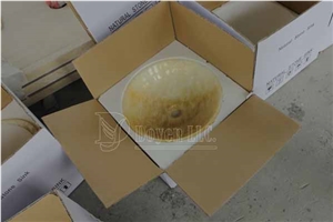 China Songxiang Yellow Bathroom Polished Onyx Round Sink