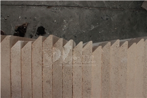 China Wood Grain Beveled Edge Beige Sandstone Walling Panels