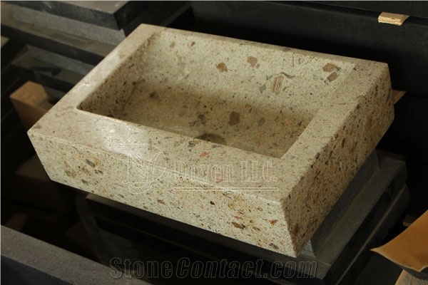 China Zisha Rock Bathroom Honed Sandstone Vessel Basins