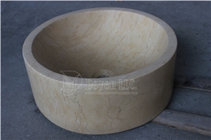 Egypt Cream Honed Marble Cylindrical Basin