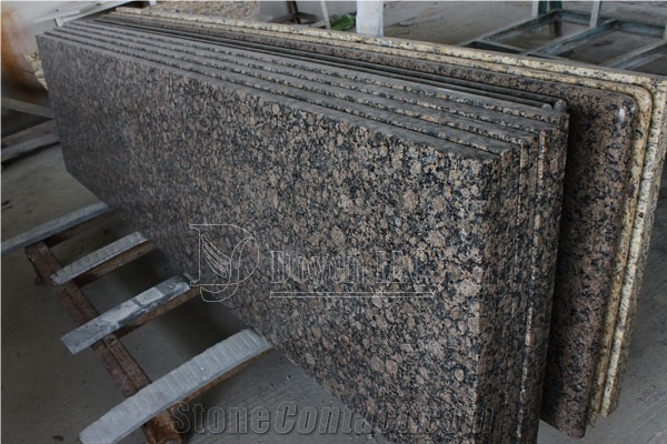 Finland Baltic Brown Kitchen Polished Granite Countertops with Laminated Flat Edge