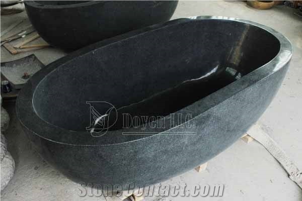 G654 Polished and Honed Black Granite Bath Tubs, China Impala Blackbath Tubs