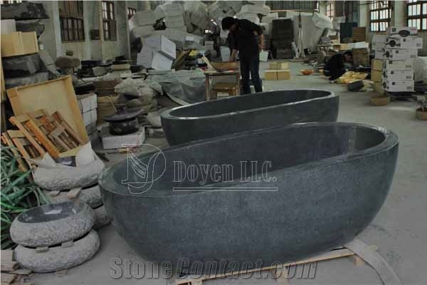 G654 Polished and Honed Black Granite Bath Tubs, China Impala Blackbath Tubs