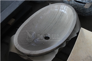 Grey Wood Vein Marble Vessel Basins & Sinks