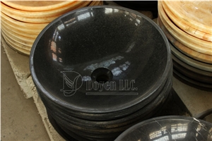 Hebei Black Bathroom Granite Round Bowls & Sinks
