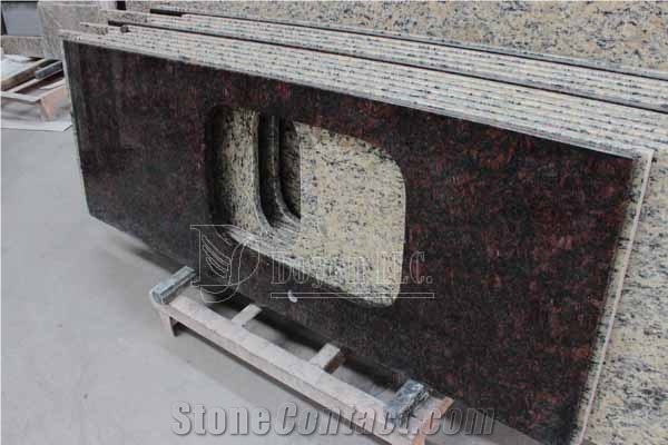 India Tan Brown Custom Kitchen Red Granite Worktops