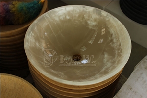Iran White Onyx Bathroom Polished Onyx Round Bowls