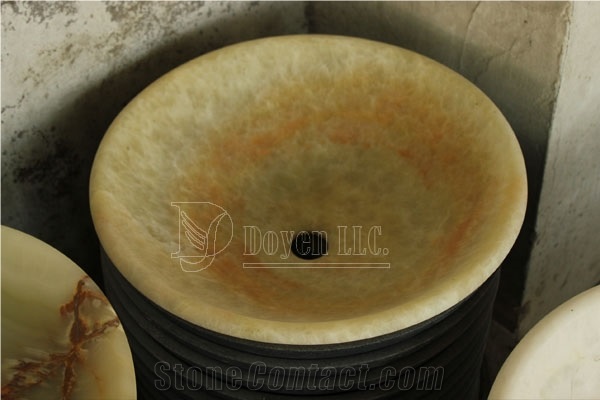 Iran White Onyx Bathroom Polished Onyx Round Bowls