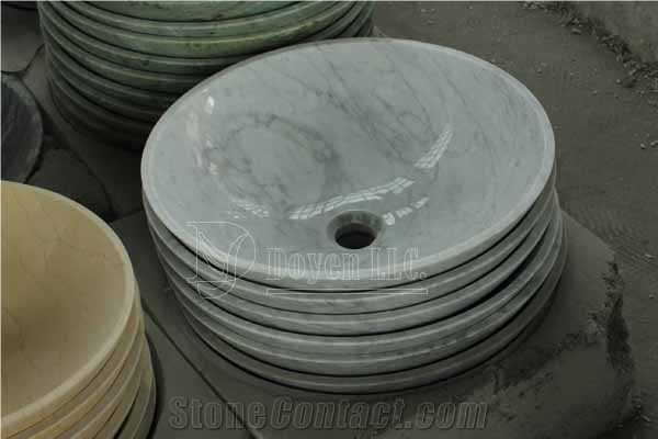 Italy Carrara White Polished Marble Round Basins & Bowls