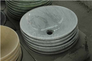 Italy Carrara White Polished Marble Round Basins & Bowls