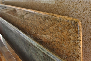 Laminated Full Bullnose Edge Kitchen Granite Countertop, Brazil Yellow Granite Countertops