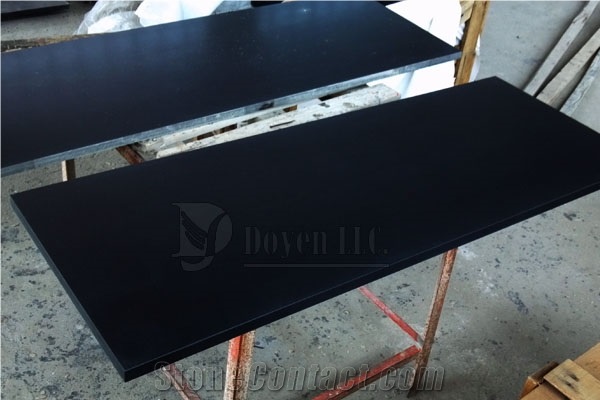 Mongolia Black Prefab Honed Granite Table Tops