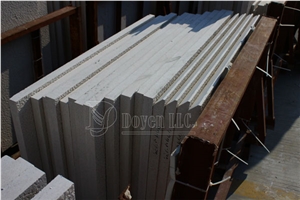 Portugal Beige Marble Wall Panels with Beveled Edge, Bush-Hammered Finished