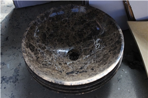 Turkey Dark Emperador Polished Vessel Basin & Round Bowls
