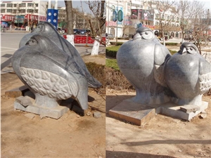 Blue Limestone Owl Statue,Sculpture, Cuckoo Statue