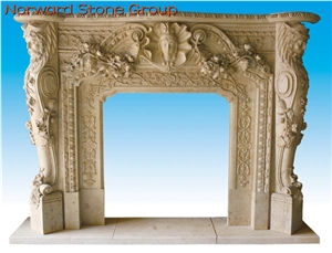 White Carving Marble Fireplace