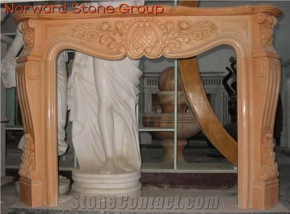White Carving Marble Fireplace