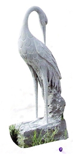White Marble Crane, Waterbird Sculpture