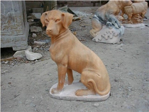 White Marble Dog Carving, Wolf Carving Statue