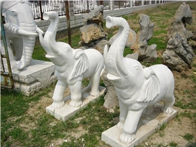 White Marble Elephant Sculpture, Elephant Statue
