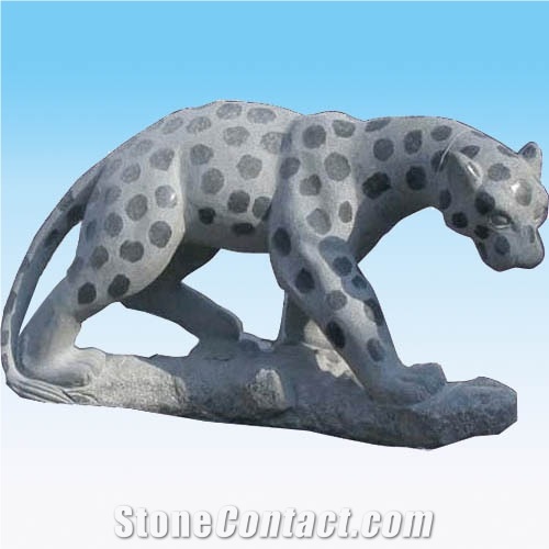 White Marble Leopard Carving Statue