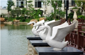 White Marble Swan Statue, White Swan