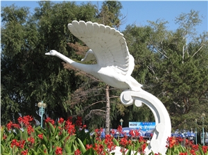 White Marble Swan Statue, White Swan