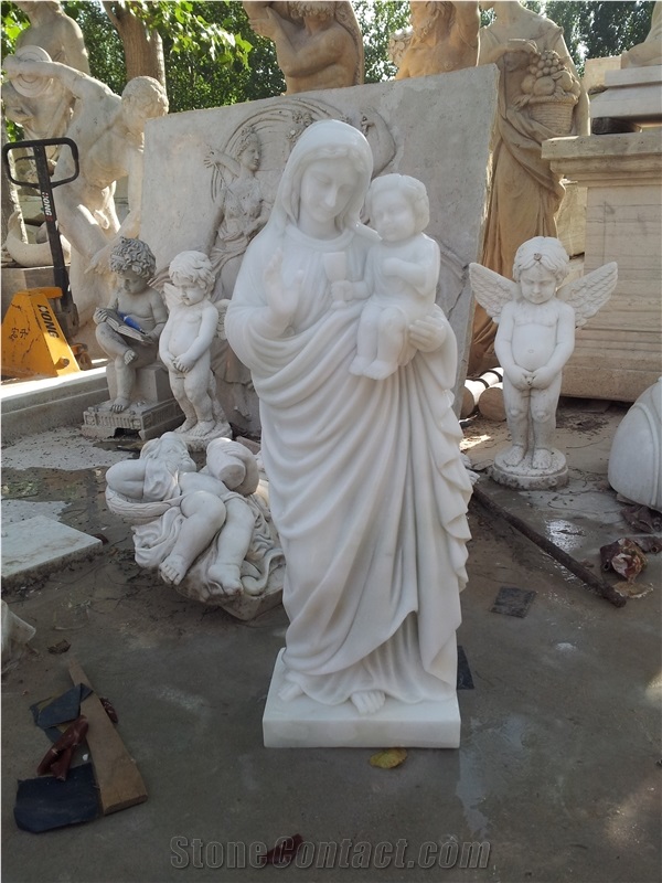 White Marble Virgin Marry Sculpture