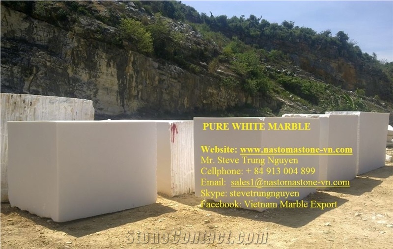 Pure White Marble Blocks from Nastoma Stone Vietnam, Viet Nam White Marble