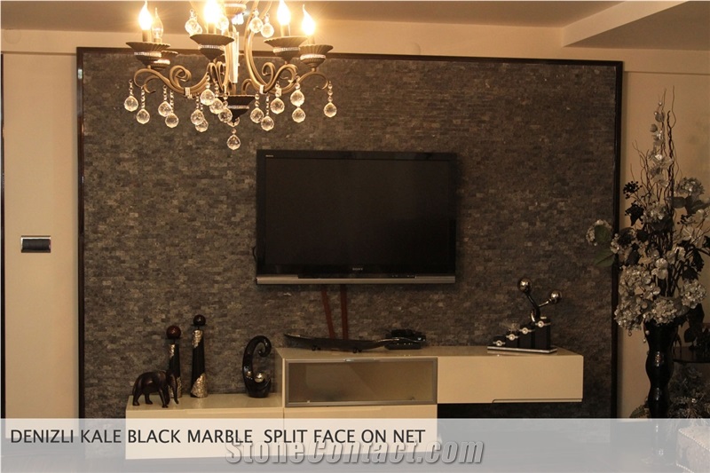 Split Face Black Marble Home Decor Tv Set Wall Aplication