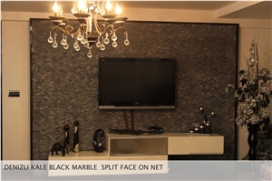Split Face Black Marble Home Decor Tv Set Wall Aplication