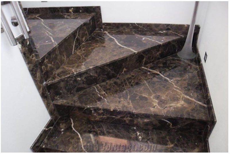 Dark Emperador Marble Stairs, Castanho Imperador Escuro Brown Marble Stairs