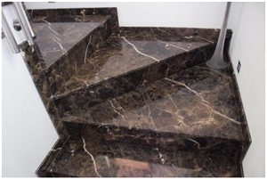 Dark Emperador Marble Stairs, Castanho Imperador Escuro Brown Marble Stairs