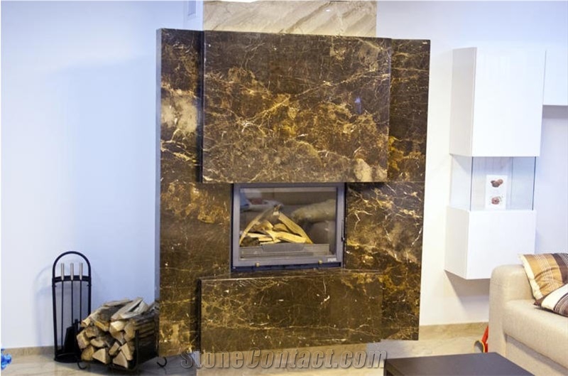 Piel Serpentina Marble Fireplace