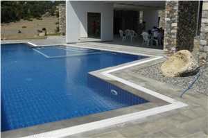 Silky Grey Marble Pool Pavers, Pool Coping Aplication