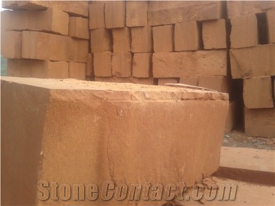 Sunny Yellow Sandstone Blocks, China Yellow Sandstone