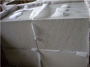 White Sandstone Bush Hammered Slabs & Tiles, China White Sandstone