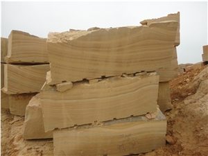 Yellow Veins Sandstone Blocks, China Yellow Sandstone