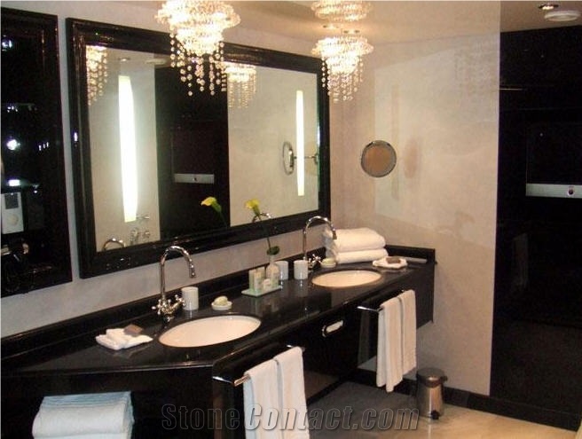 Absolute Black Granite Commercial Bathroom Design