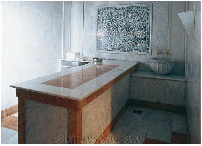 Turkish Bath (Hammam) Design, White Marble Bath Design