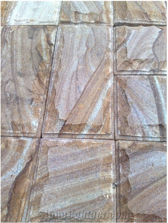 Luhansk Rainbow Sandstone Beveled Split Mushroomed Wall Stone