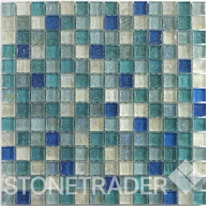 Hammered Pearl Aqua Glass Mosaic