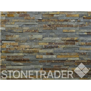 Multi Colour Slate Split Face Mosaic Wall Panel 10x36cm