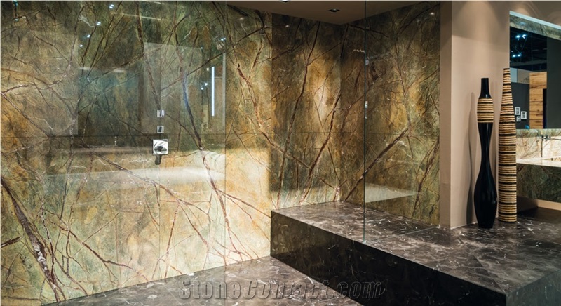 Rain Forest Green Marble Bathroom Design