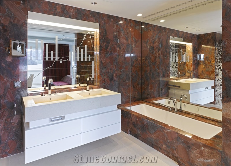 Rosso Marinace Granite Bathroom Design