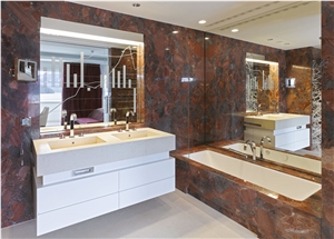 Rosso Marinace Granite Bathroom Design