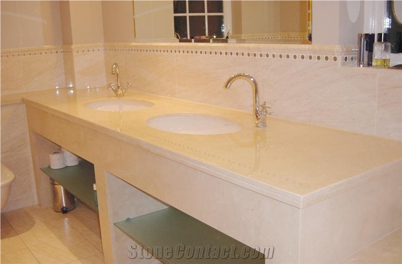 Marble Bathrooms, Crema Marfil Beige Marble Bath Tops